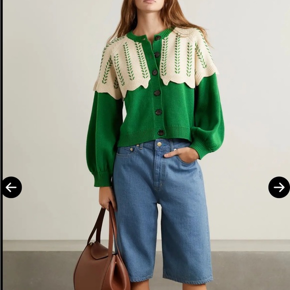 THE GREAT.
The Scallop Two-Tone Embroidered Cotton-
Blend Cardigan - Picture 4 of 13